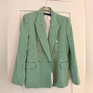 NWT Zara Green Houndstooth Blazer
